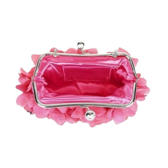 Pretty In Pink Small Floral Clutch Bag with Detachable Chain - Picture 3 of 4